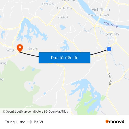 Trung Hưng to Ba Vì map