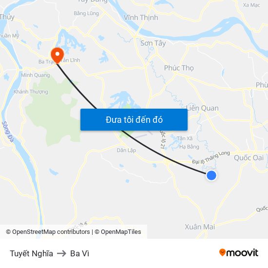 Tuyết Nghĩa to Ba Vì map