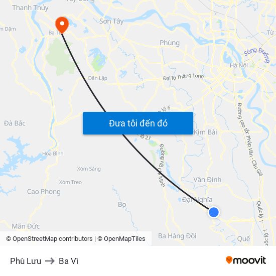 Phù Lưu to Ba Vì map