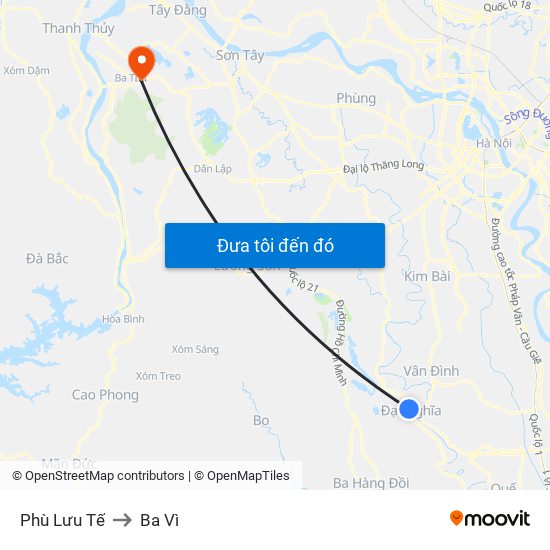 Phù Lưu Tế to Ba Vì map