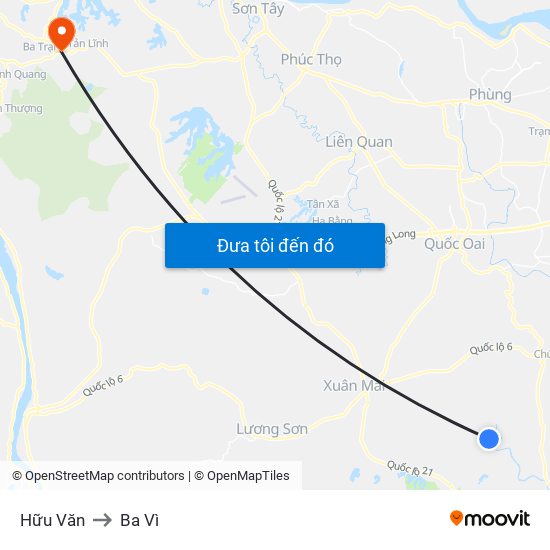 Hữu Văn to Ba Vì map