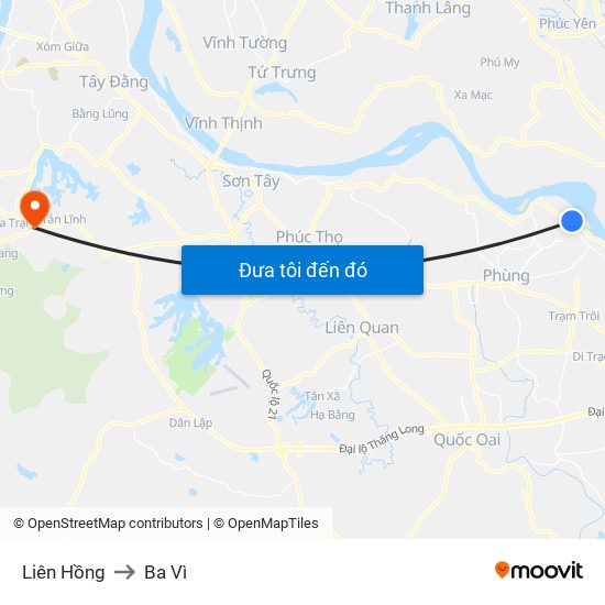 Liên Hồng to Ba Vì map