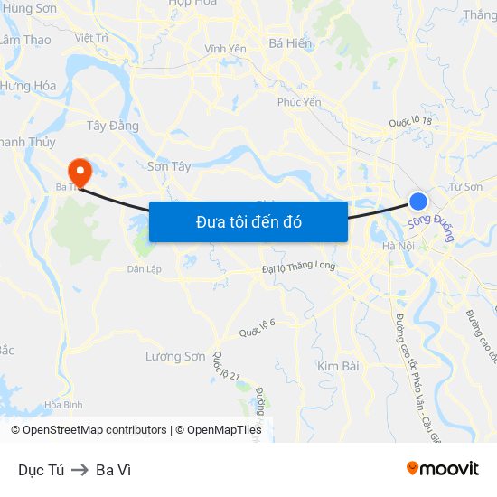 Dục Tú to Ba Vì map