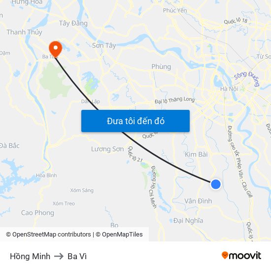 Hồng Minh to Ba Vì map