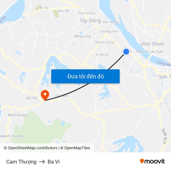 Cam Thượng to Ba Vì map