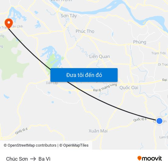 Chúc Sơn to Ba Vì map