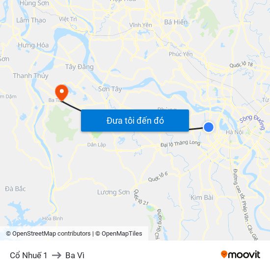 Cổ Nhuế 1 to Ba Vì map