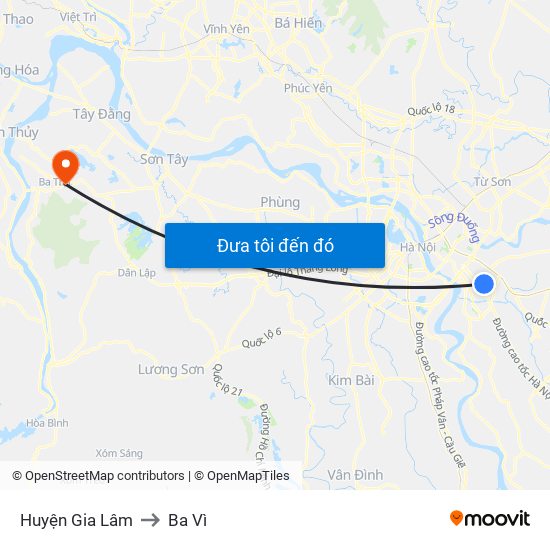 Huyện Gia Lâm to Ba Vì map