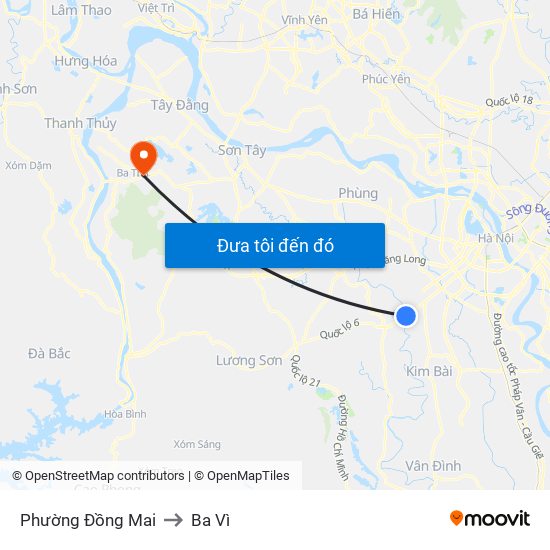 Phường Đồng Mai to Ba Vì map