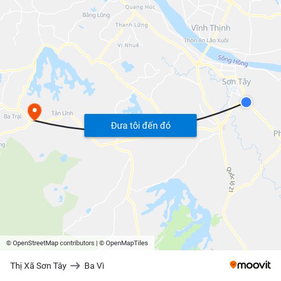 Thị Xã Sơn Tây to Ba Vì map