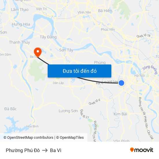 Phường Phú Đô to Ba Vì map