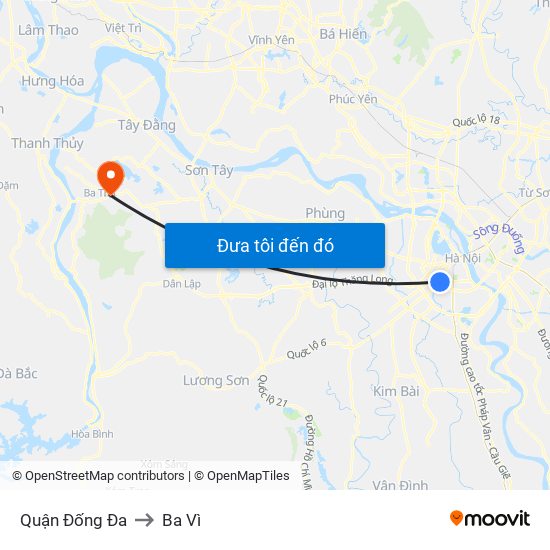 Quận Đống Đa to Ba Vì map