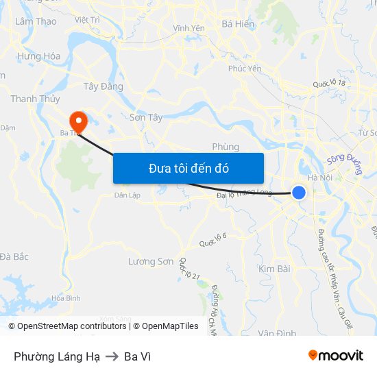 Phường Láng Hạ to Ba Vì map