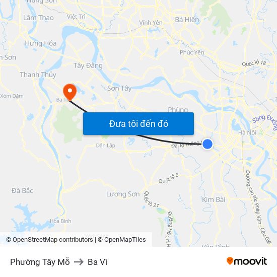 Phường Tây Mỗ to Ba Vì map