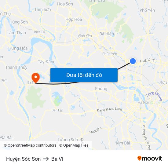 Huyện Sóc Sơn to Ba Vì map