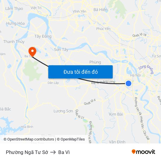 Phường Ngã Tư Sở to Ba Vì map