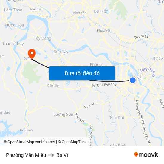 Phường Văn Miếu to Ba Vì map