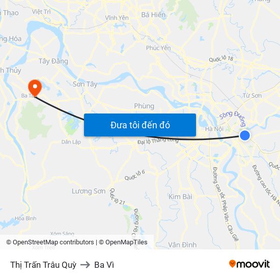 Thị Trấn Trâu Quỳ to Ba Vì map