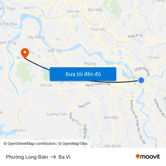 Phường Long Biên to Ba Vì map