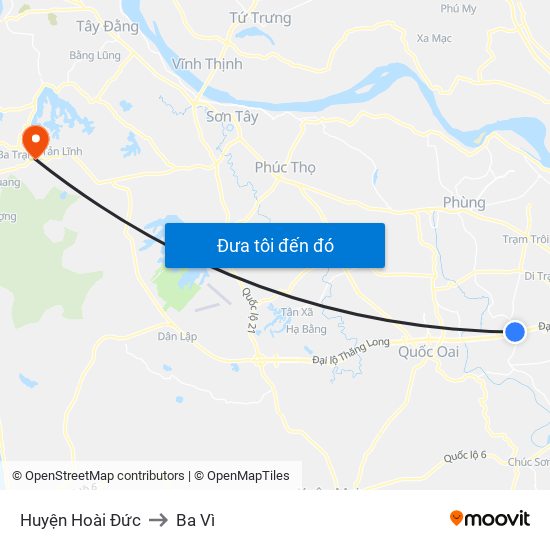 Huyện Hoài Đức to Ba Vì map