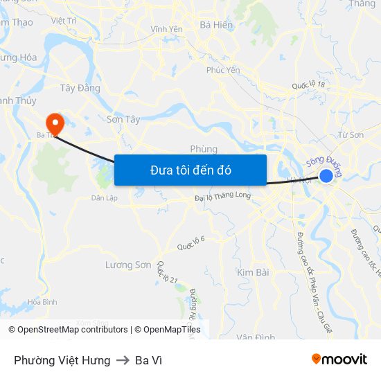 Phường Việt Hưng to Ba Vì map