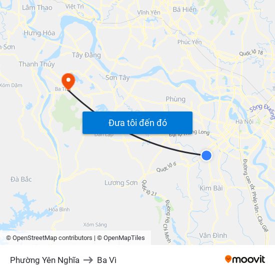 Phường Yên Nghĩa to Ba Vì map
