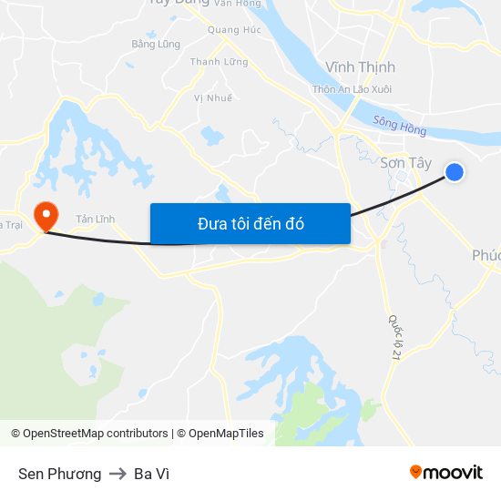 Sen Phương to Ba Vì map