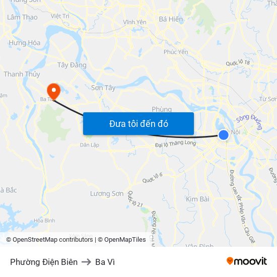 Phường Điện Biên to Ba Vì map