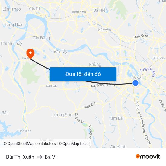 Bùi Thị Xuân to Ba Vì map
