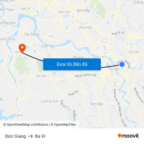 Đức Giang to Ba Vì map