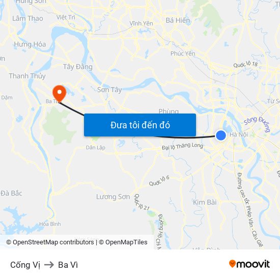 Cống Vị to Ba Vì map