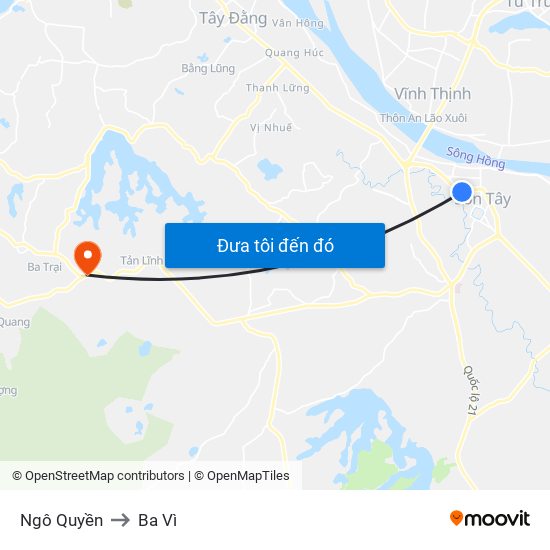 Ngô Quyền to Ba Vì map