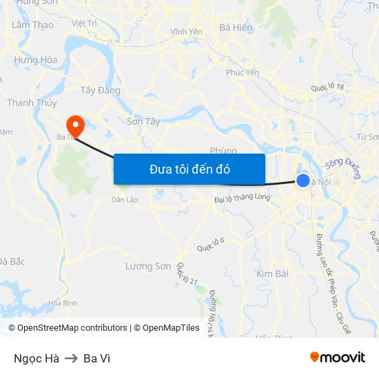 Ngọc Hà to Ba Vì map