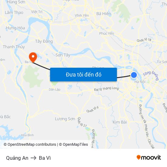 Quảng An to Ba Vì map