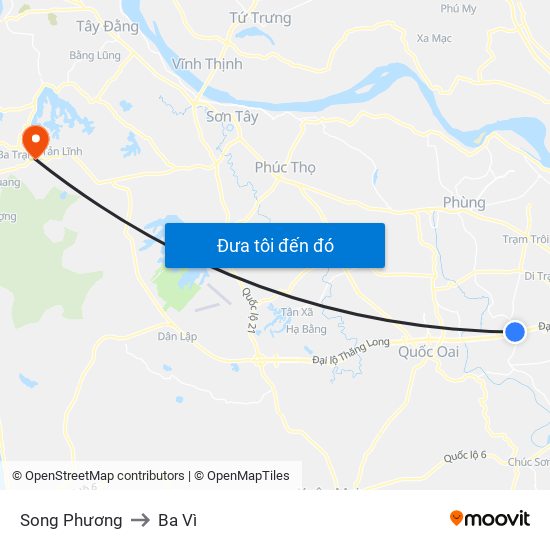 Song Phương to Ba Vì map