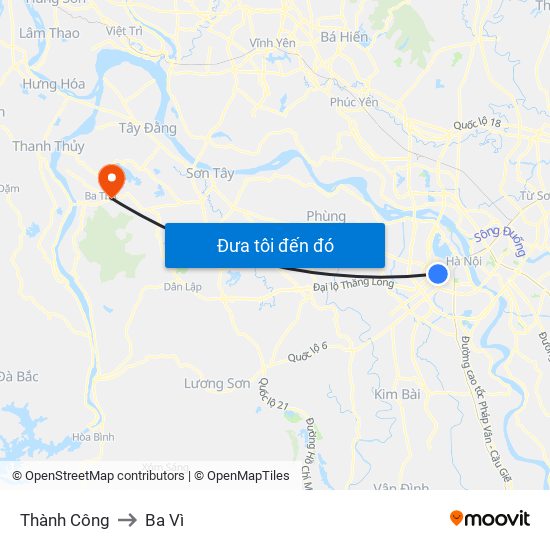 Thành Công to Ba Vì map