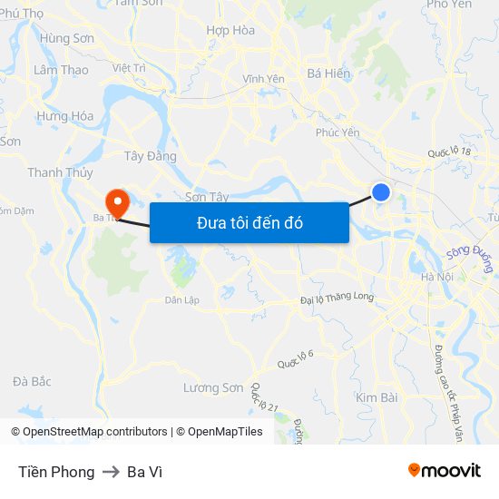 Tiền Phong to Ba Vì map