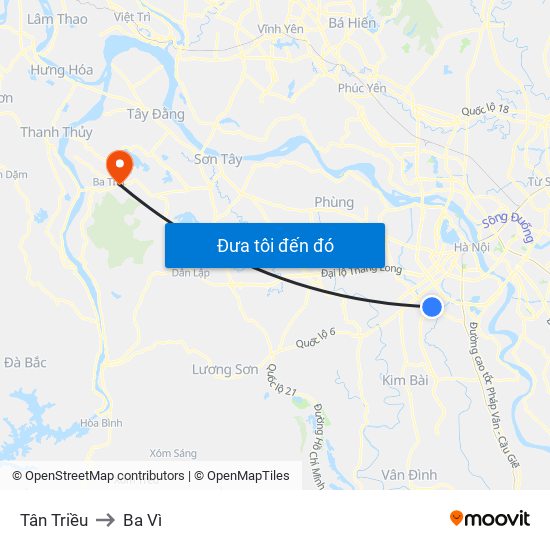 Tân Triều to Ba Vì map