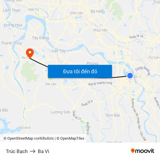 Trúc Bạch to Ba Vì map