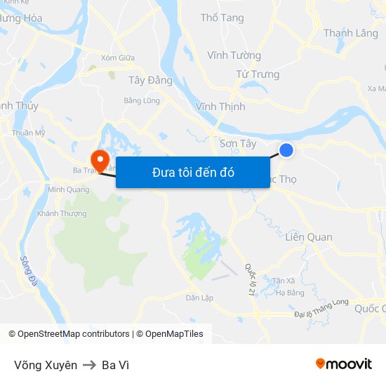 Võng Xuyên to Ba Vì map