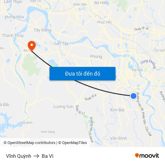 Vĩnh Quỳnh to Ba Vì map