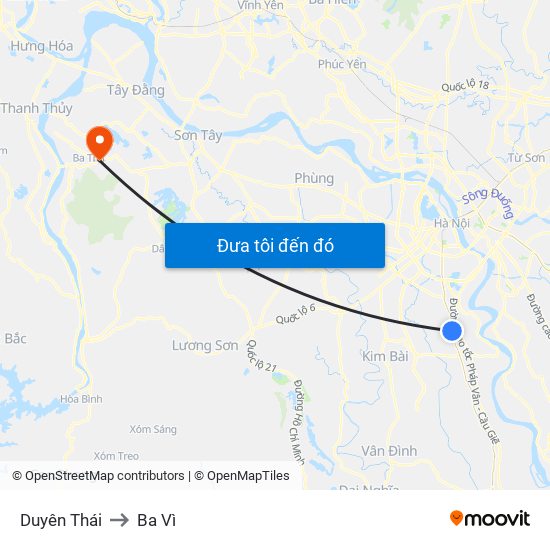 Duyên Thái to Ba Vì map