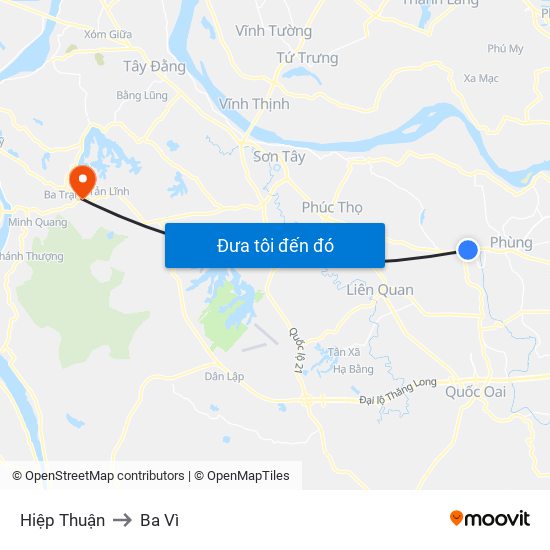 Hiệp Thuận to Ba Vì map