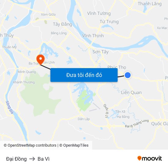 Đại Đồng to Ba Vì map