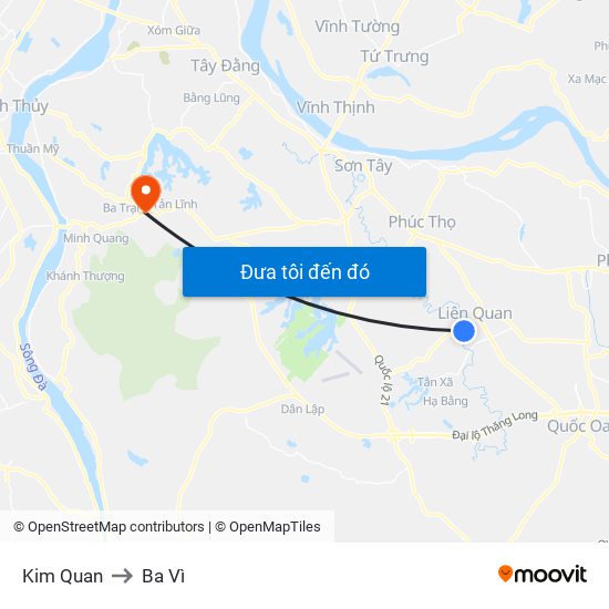 Kim Quan to Ba Vì map