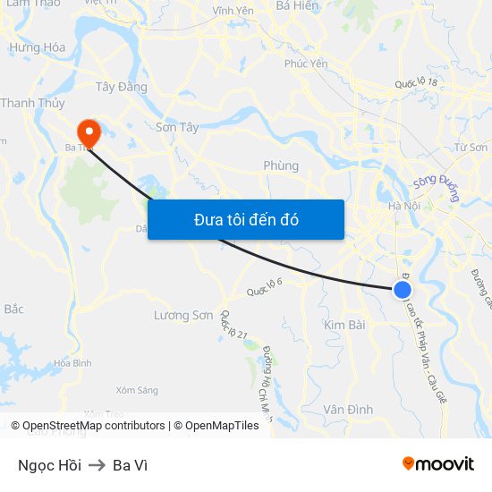 Ngọc Hồi to Ba Vì map