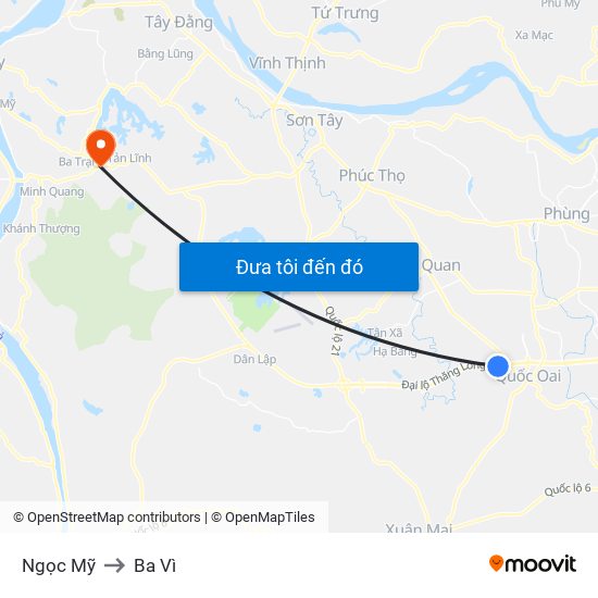 Ngọc Mỹ to Ba Vì map