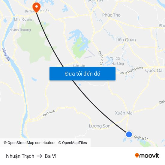 Nhuận Trạch to Ba Vì map