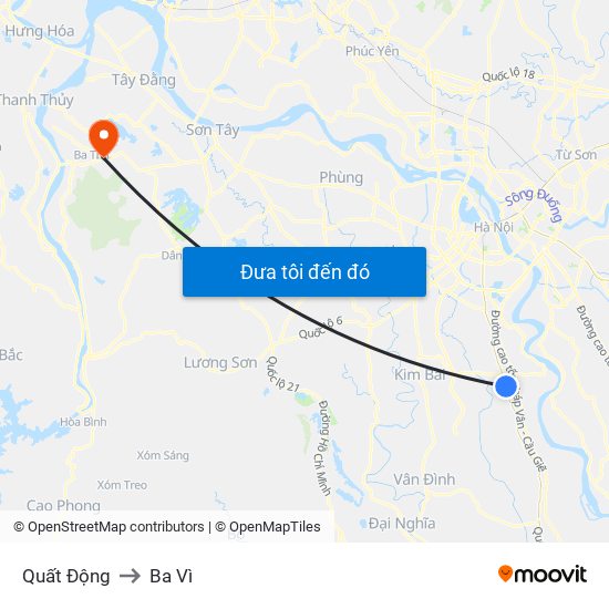 Quất Động to Ba Vì map