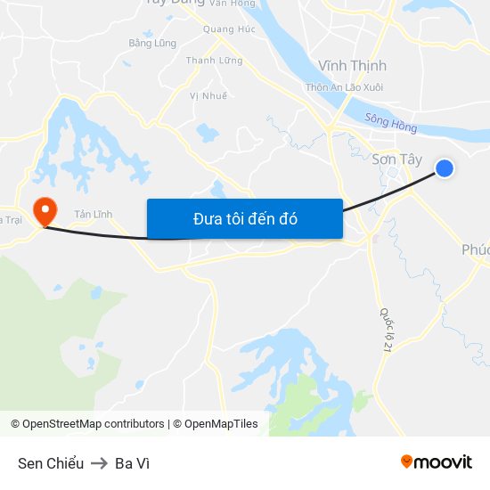 Sen Chiểu to Ba Vì map
